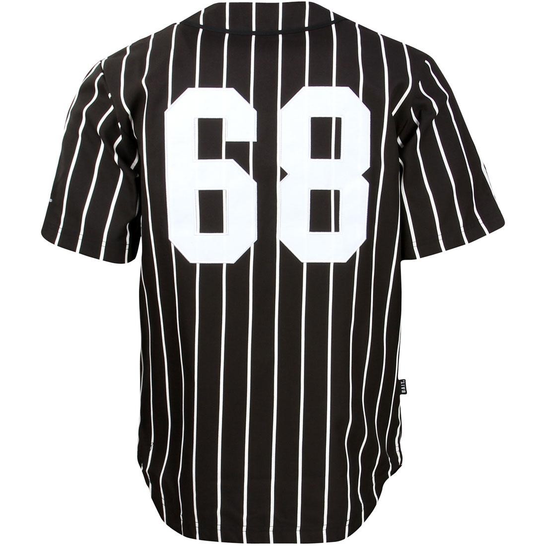 black and white pinstripe baseball jersey