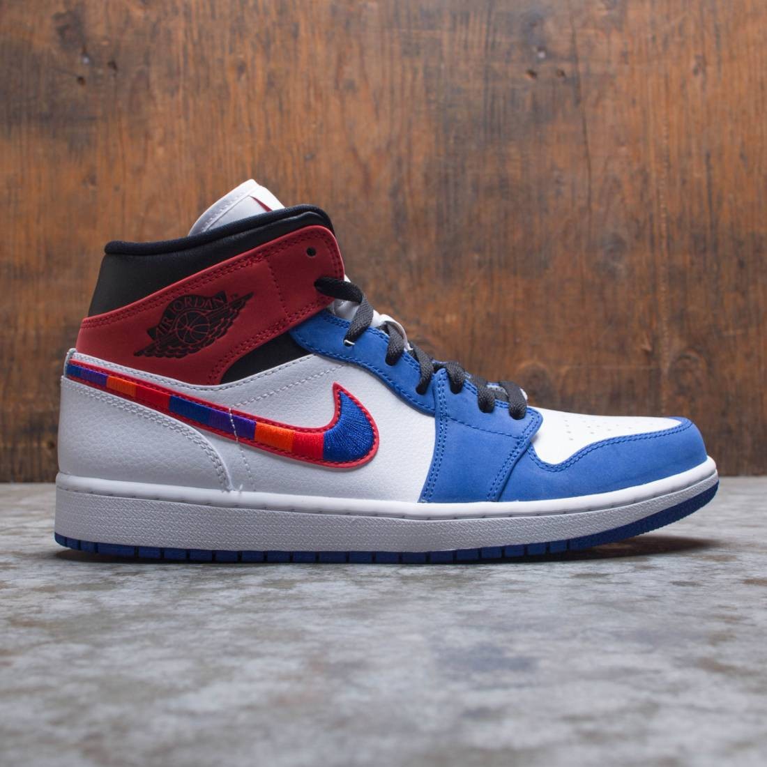 red white and blue jordan ones