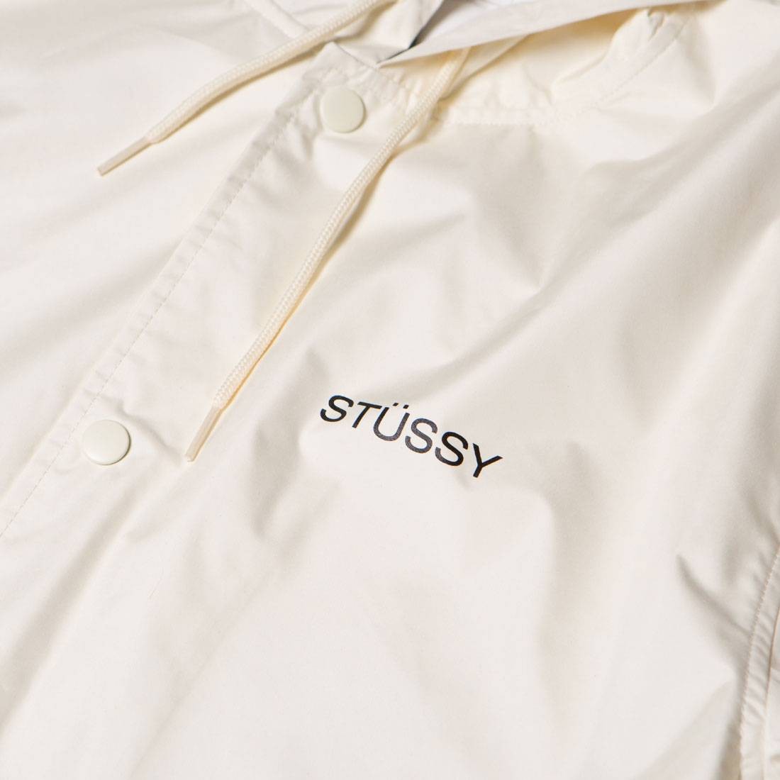 Stussy Men Summer Long Hooded Coaches Jacket white
