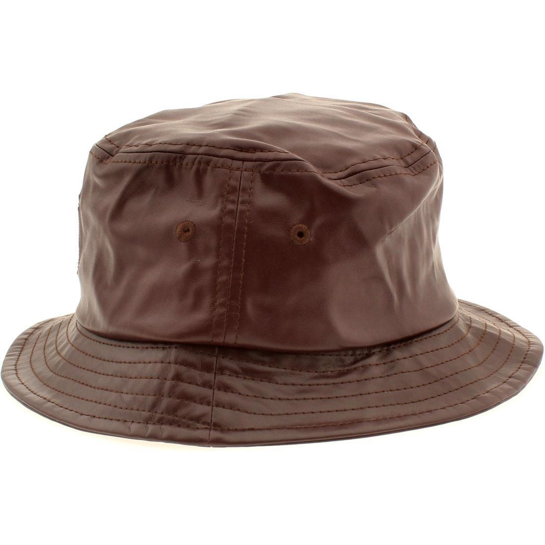 Stussy Stock Leather Bucket Hat (burgundy)