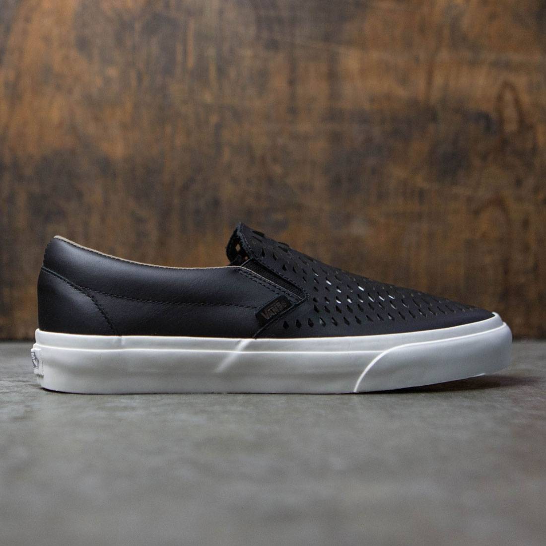 vans classic slip on black perforated leather