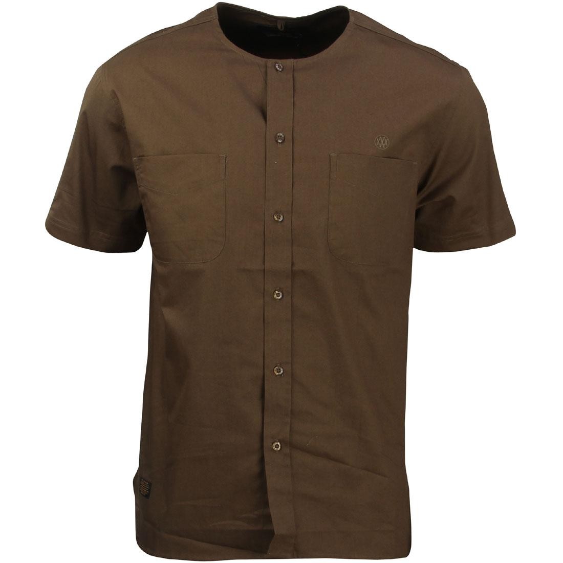 10 Deep Men Beachfront Collarless Short Sleeve Shirt (brown / army)