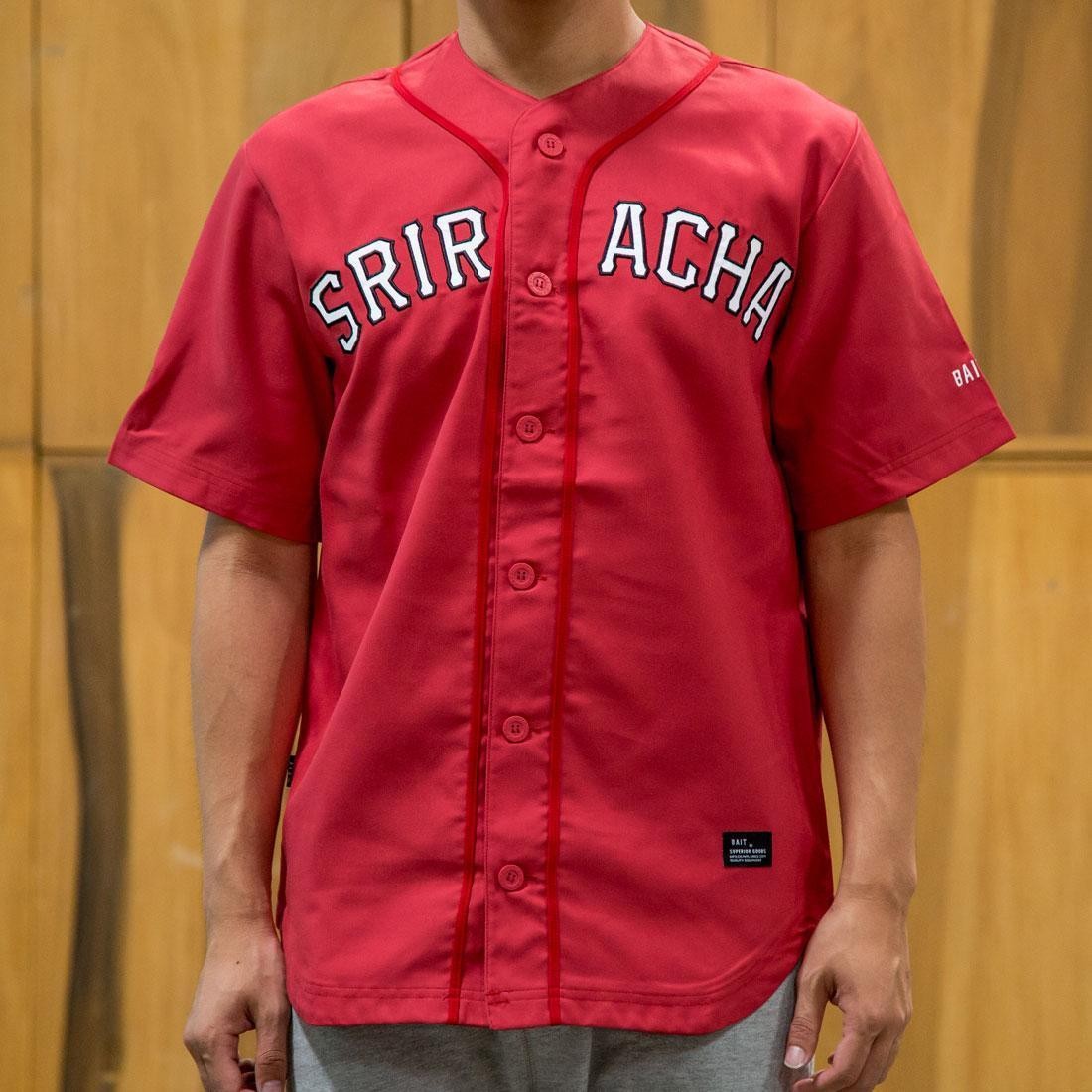 all red baseball jersey