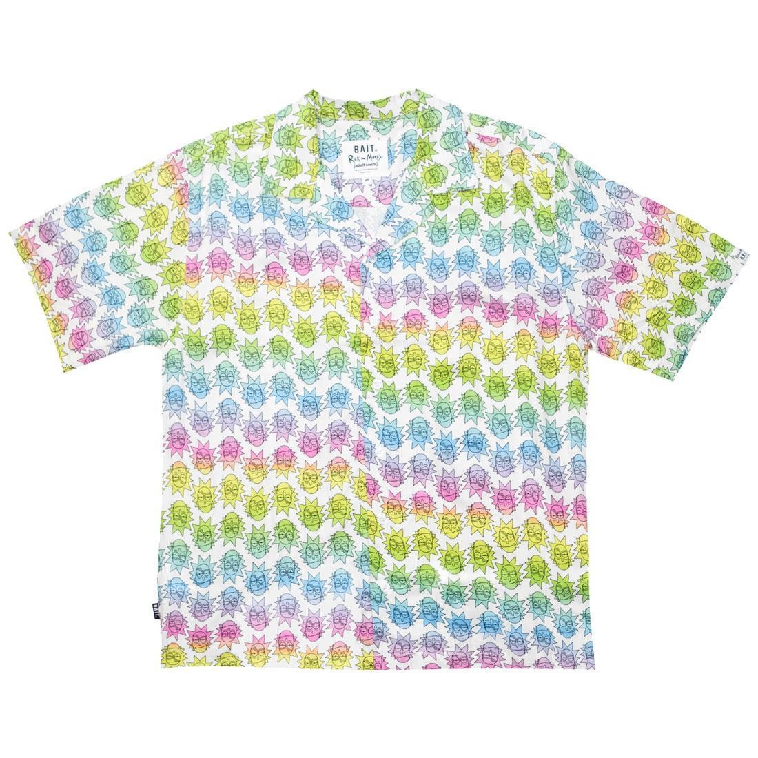 BAIT x Rick And Morty Men Face Hawaiian Button Up (white / rainbow face)
