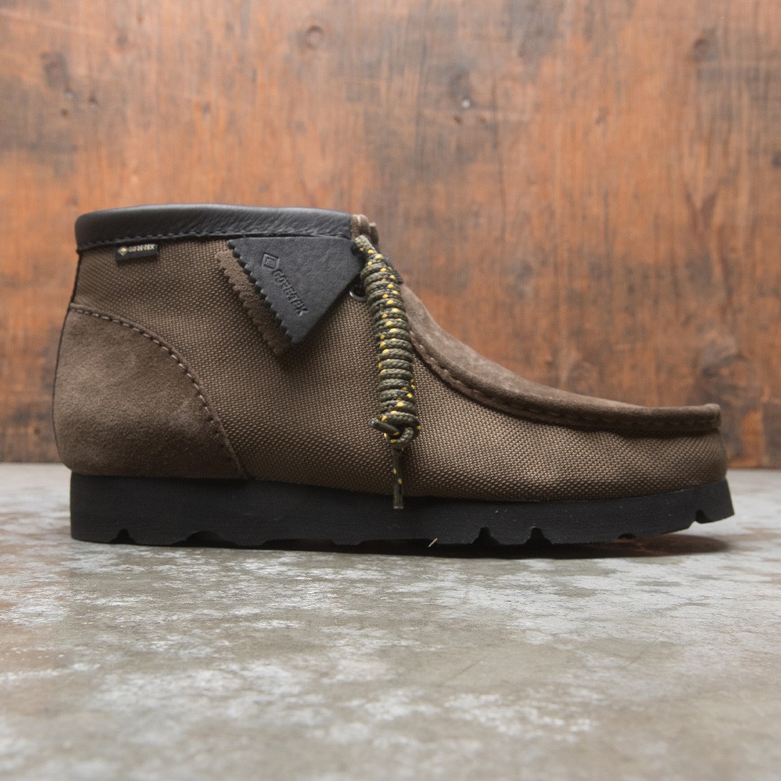 olive green clarks wallabees