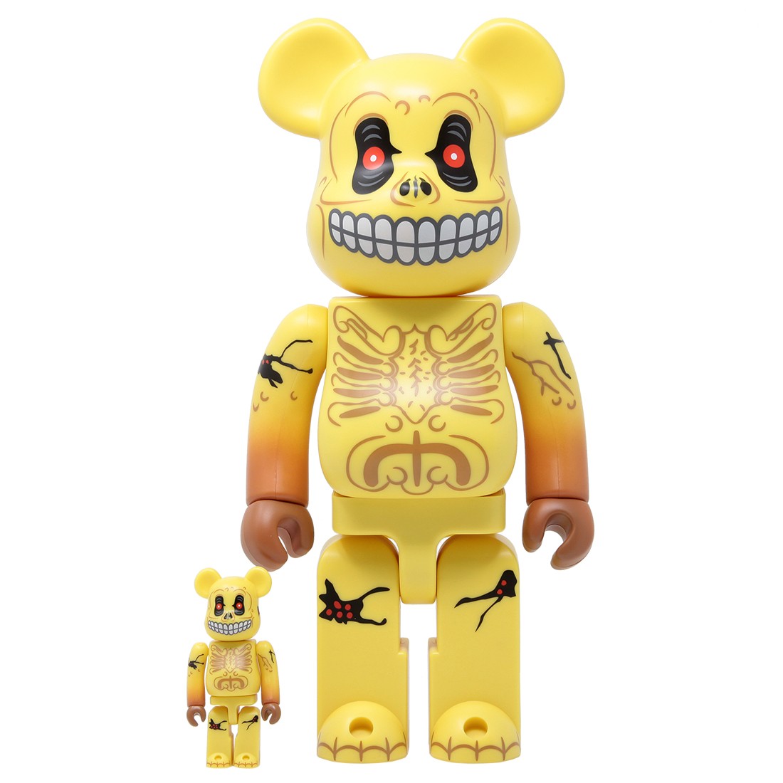 Medicom Madballs Skull Face 100% 400% Bearbrick Figure Set (yellow)