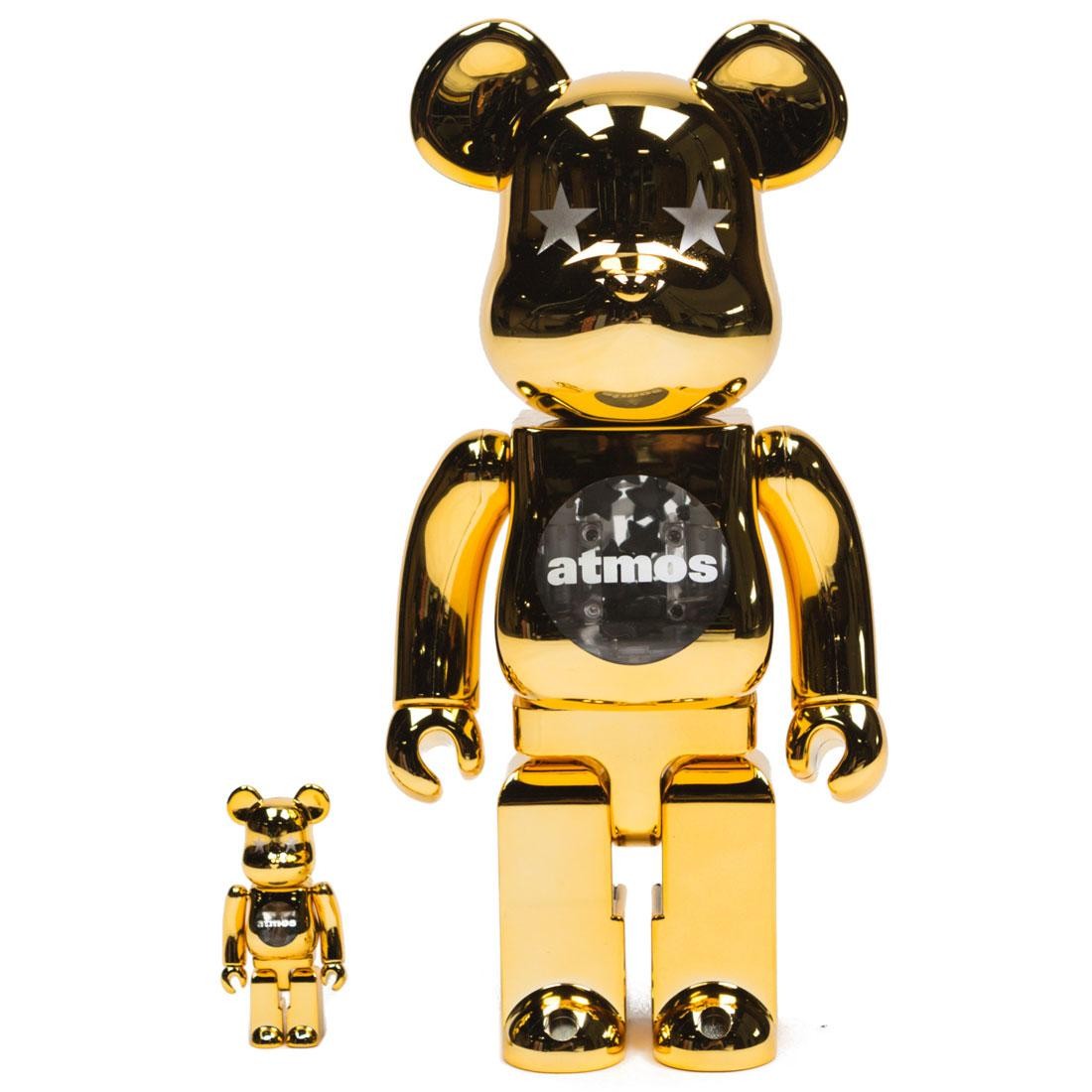 Medicom Atmos Gold Chrome 100% 400% Bearbrick Figure Set (gold)
