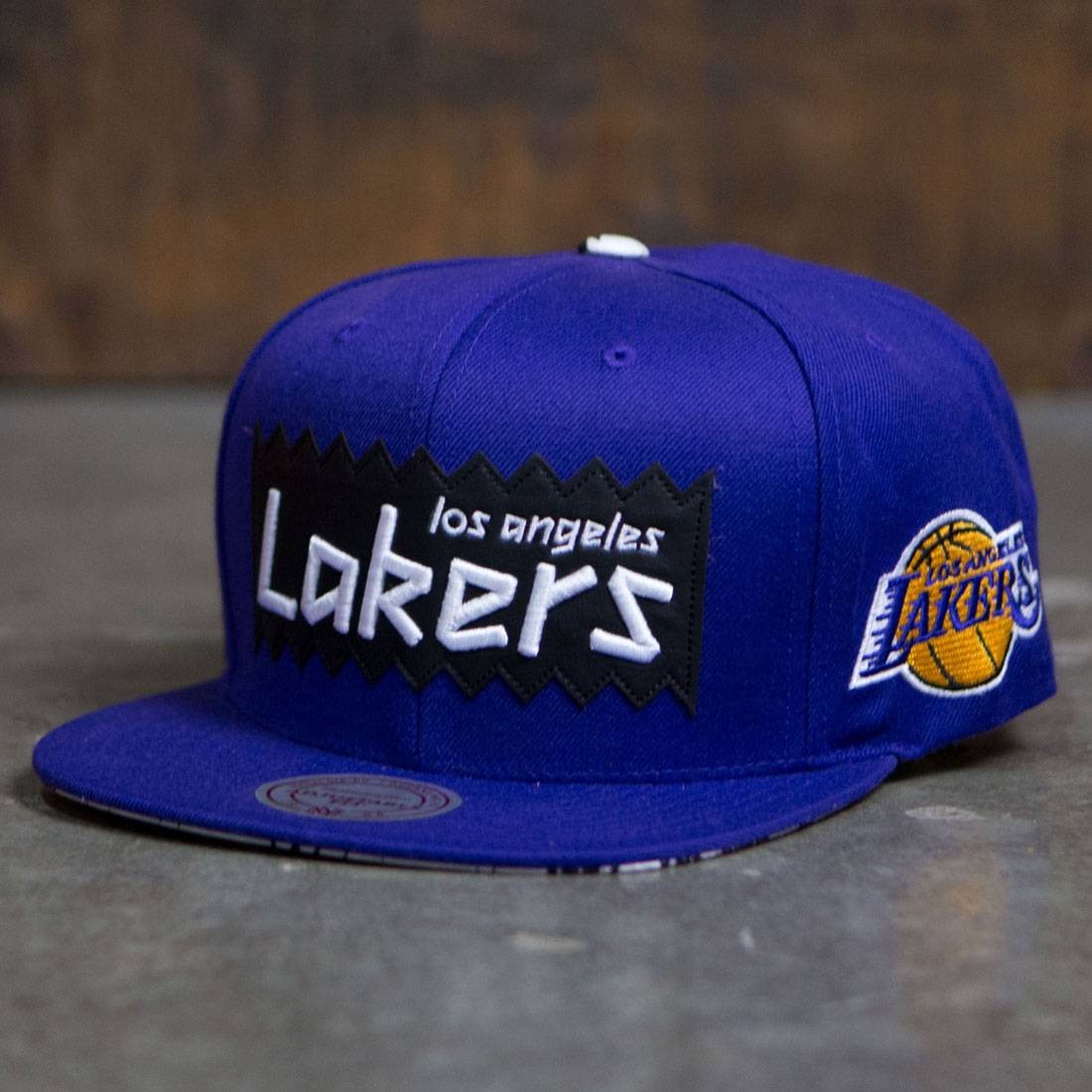 BAIT x NBA x Mitchell And Ness Los Angeles Lakers STA3 Wool Snapback Cap  (purple)