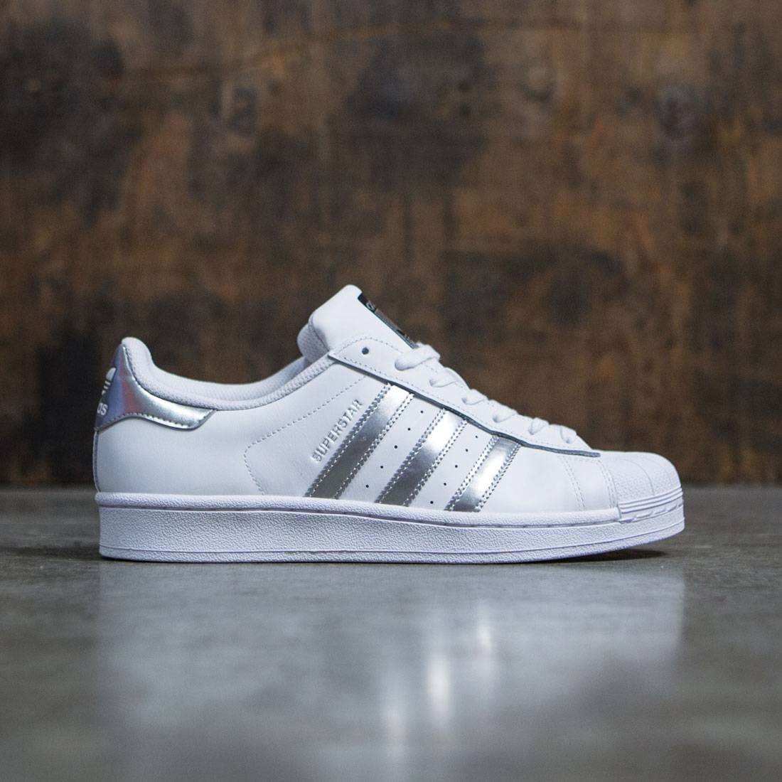 adidas superstar womens white and silver