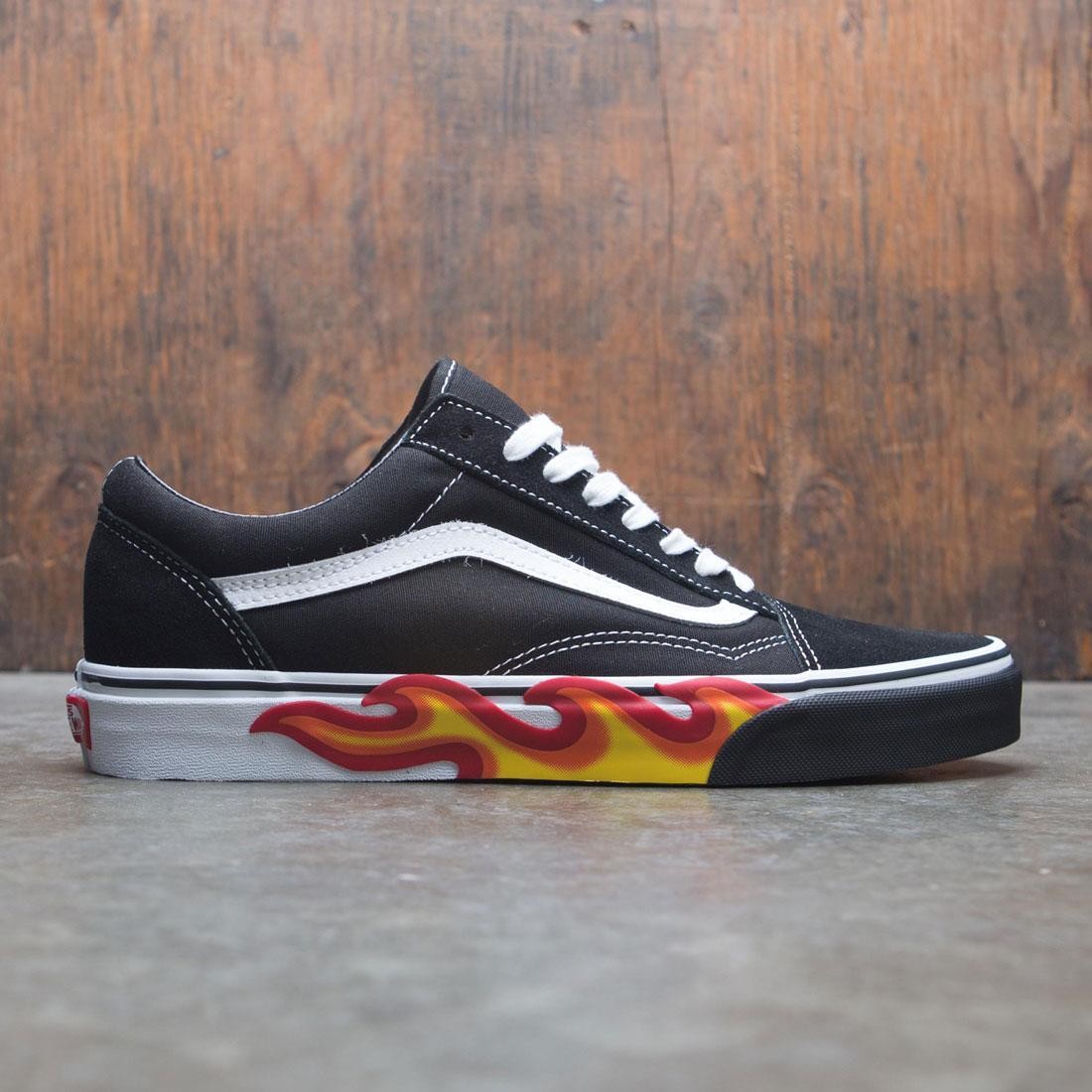 black vans with flame