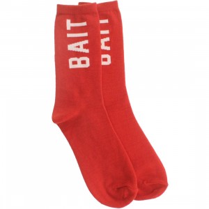 BAIT Logo Lightweight Crew Socks (red) 1S