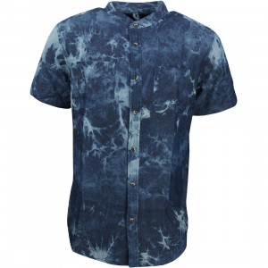 10 Deep Men Tubes Bleach Dye Short Sleeve Shirt (blue / dark bleach)