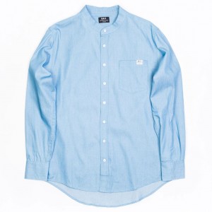 BAIT Men Mandarin Collar Button Up Shirt (light blue)