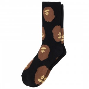 A Bathing Ape Men Ape Head Pattern Socks (black)