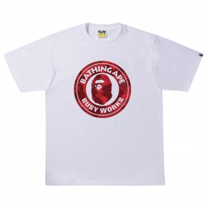 A Bathing Ape Men Color Camo A Busy Works Tee (white / red)
