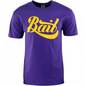 BAIT Script Logo Tee (purple / yellow)