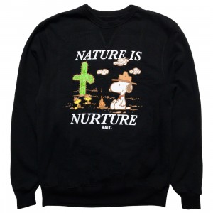 BAIT x Snoopy x Upcycle Men Nature Is Nurture Crewneck Sweater (black)