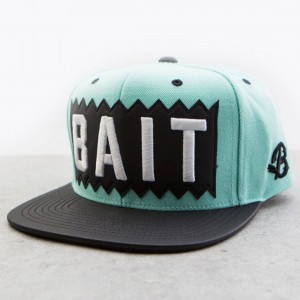 BAIT x Mitchell And Ness Box Logo Snapback Cap - Leather Brim (mint / black)
