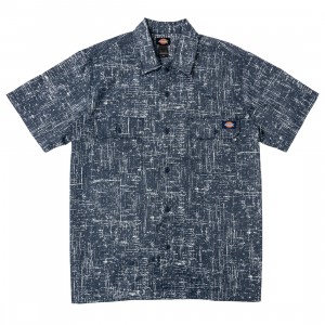 Dickies Men Embroidered Work Shirt (navy / crosshatch)