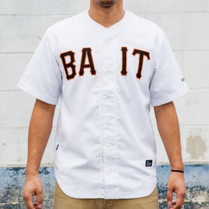 BAIT Men Sluggers Baseball Jersey (white / black / orange)
