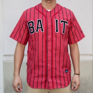 BAIT Men Sluggers Baseball Jersey - Pinstripe (red / black)