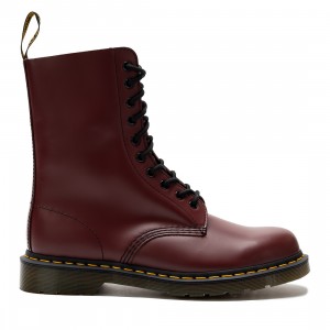 Dr. Martens Men 1490 Smooth Leather Mid Calf Boots (red / cherry red smooth leather)
