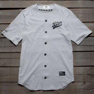 BAIT Men Script Logo Baseball Jersey Shirt (gray)