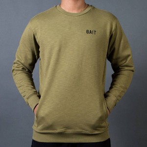 BAIT Men French Terry Crewneck Sweater - Made In LA (olive)