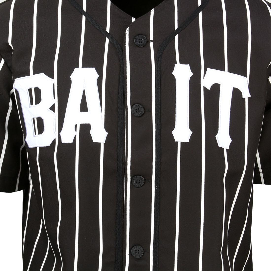 Toptie Sportswear Pinstripe Baseball Jersey for Men and Boy, Button Down  Jersey-white black-XL 