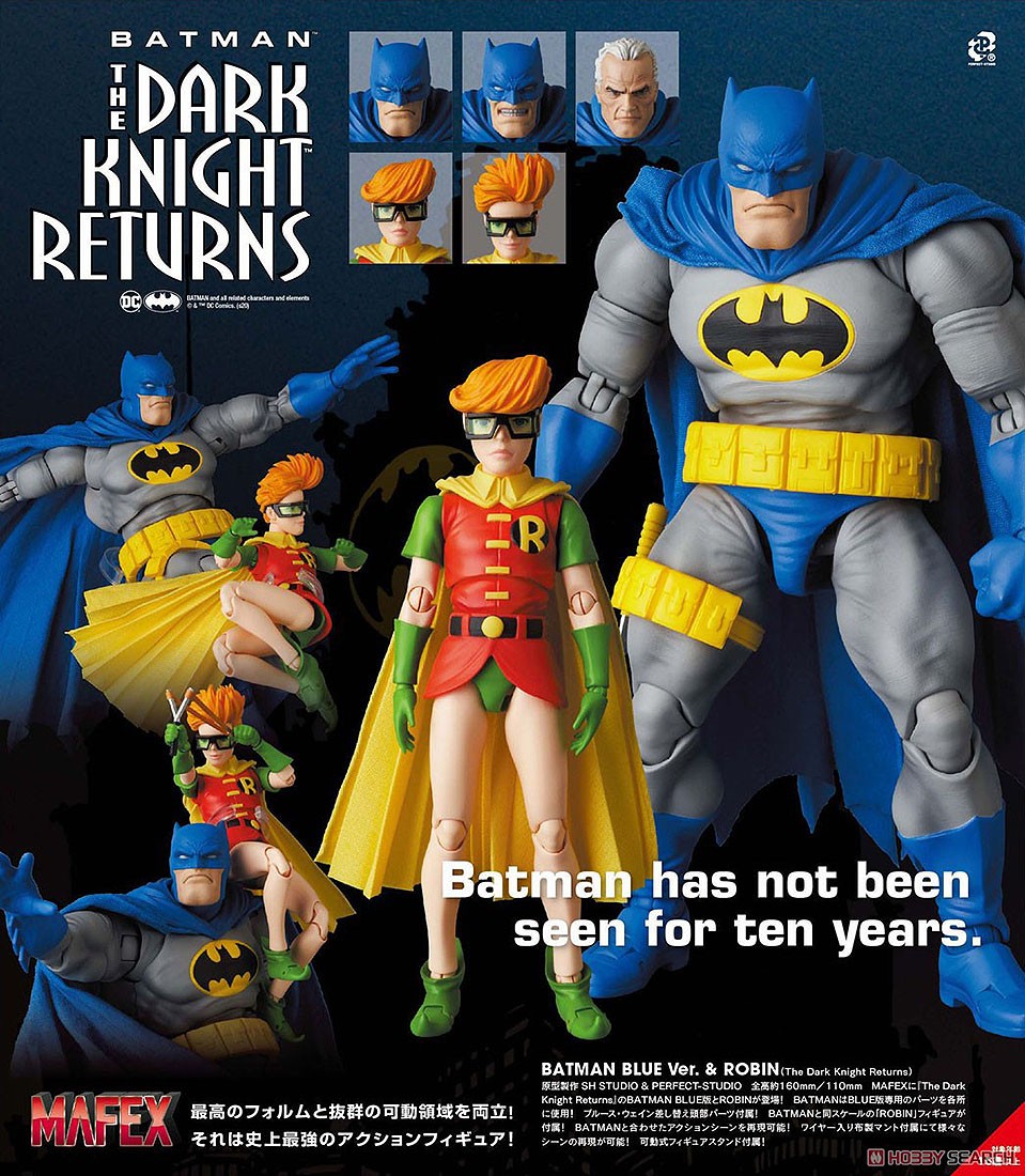 Medicom MAFEX The Dark Knight Returns Batman Blue Ver. And Robin Figures  (blue)