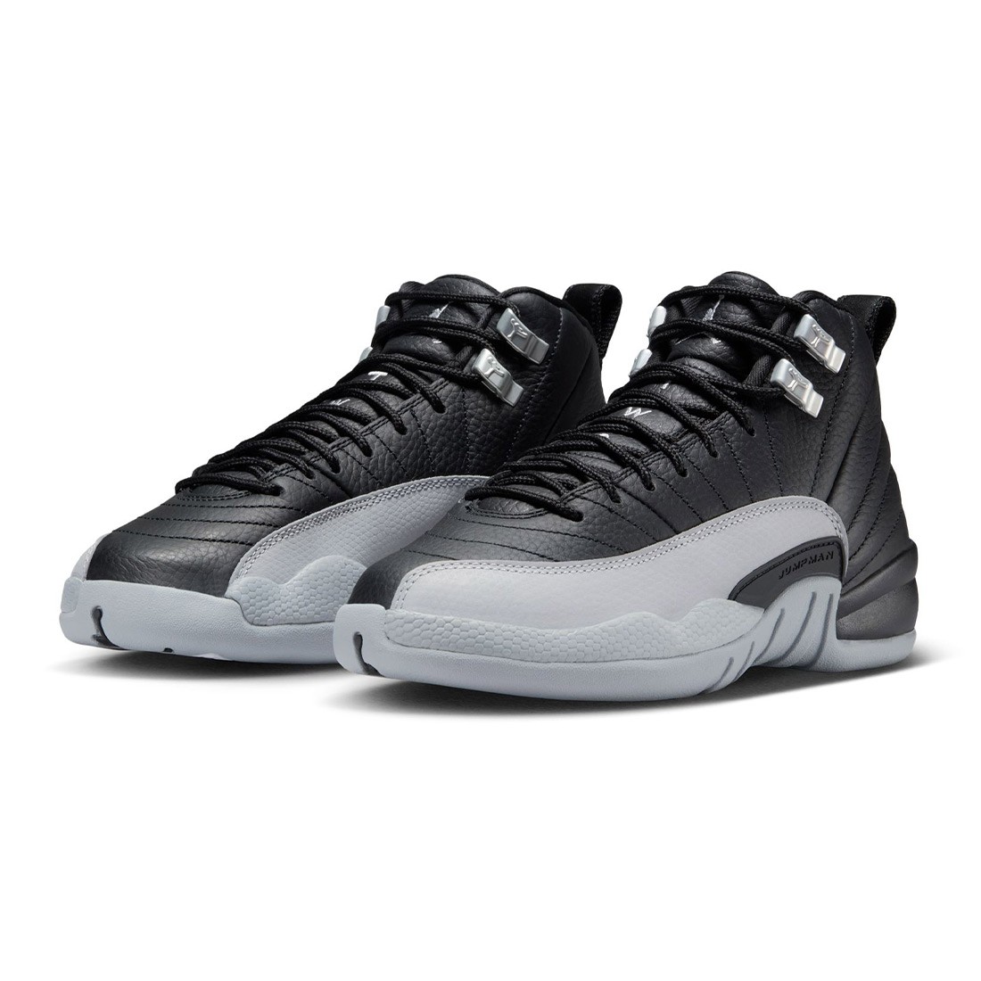 jordan big kids air jordan 12 retro black wolf grey white
