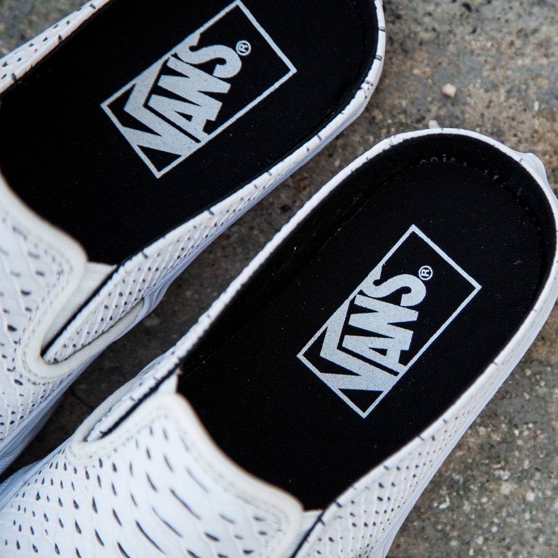 Vans Women Classic Slip On Mule Embossed Leather white true white