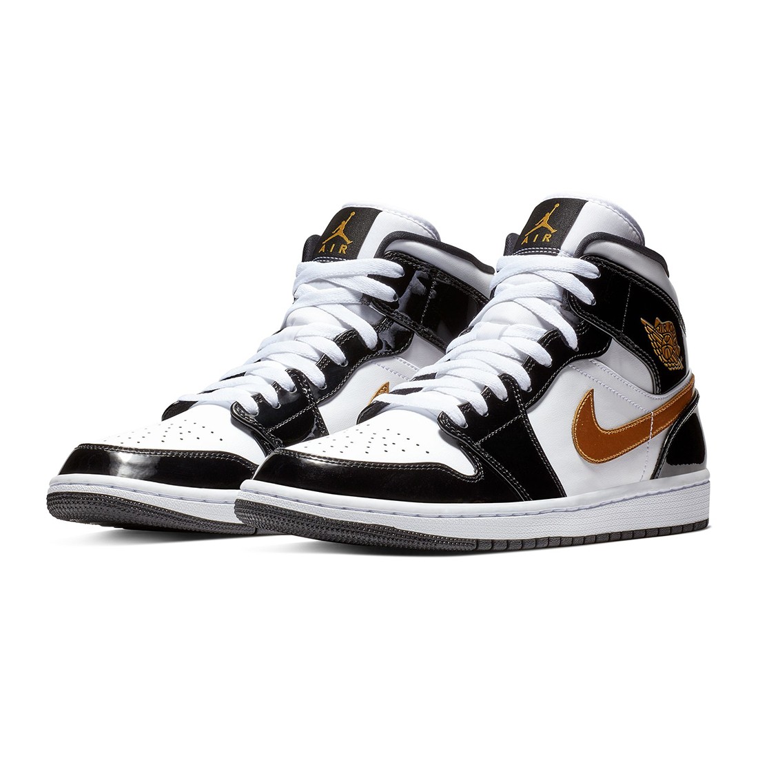 jordan men air jordan 1 mid se black metallic gold white