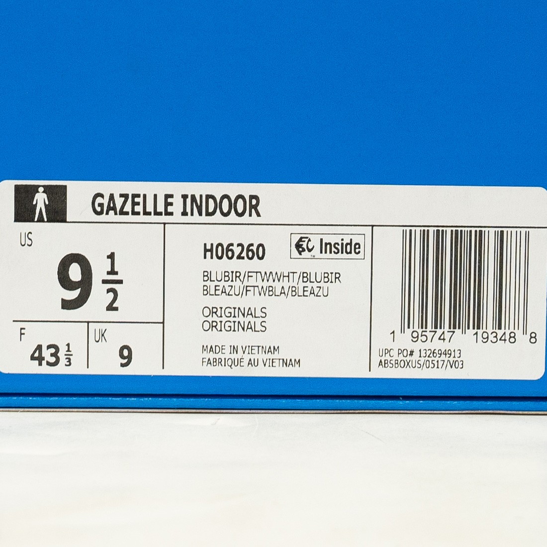  adidas Originals Gazelle Indoor Shoes Men H06260  (Bluebird/Foot), Size 8.5