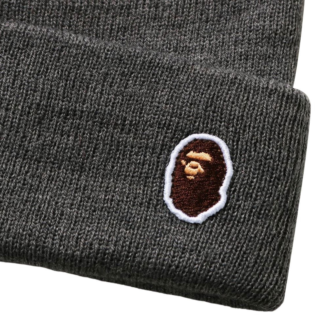 A Bathing Ape Ape Head One Point Knit Cap gray