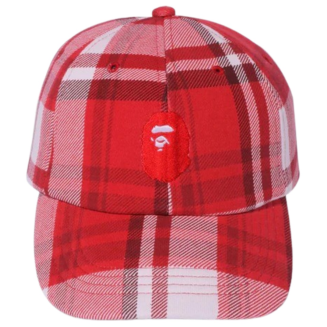 A Bathing Ape Bape Check Gift Ape Head Cap (red)