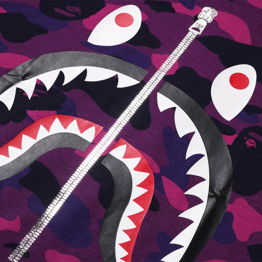 BAPE Color Camo Sleeve Shark Hoodie Purple Men's - US