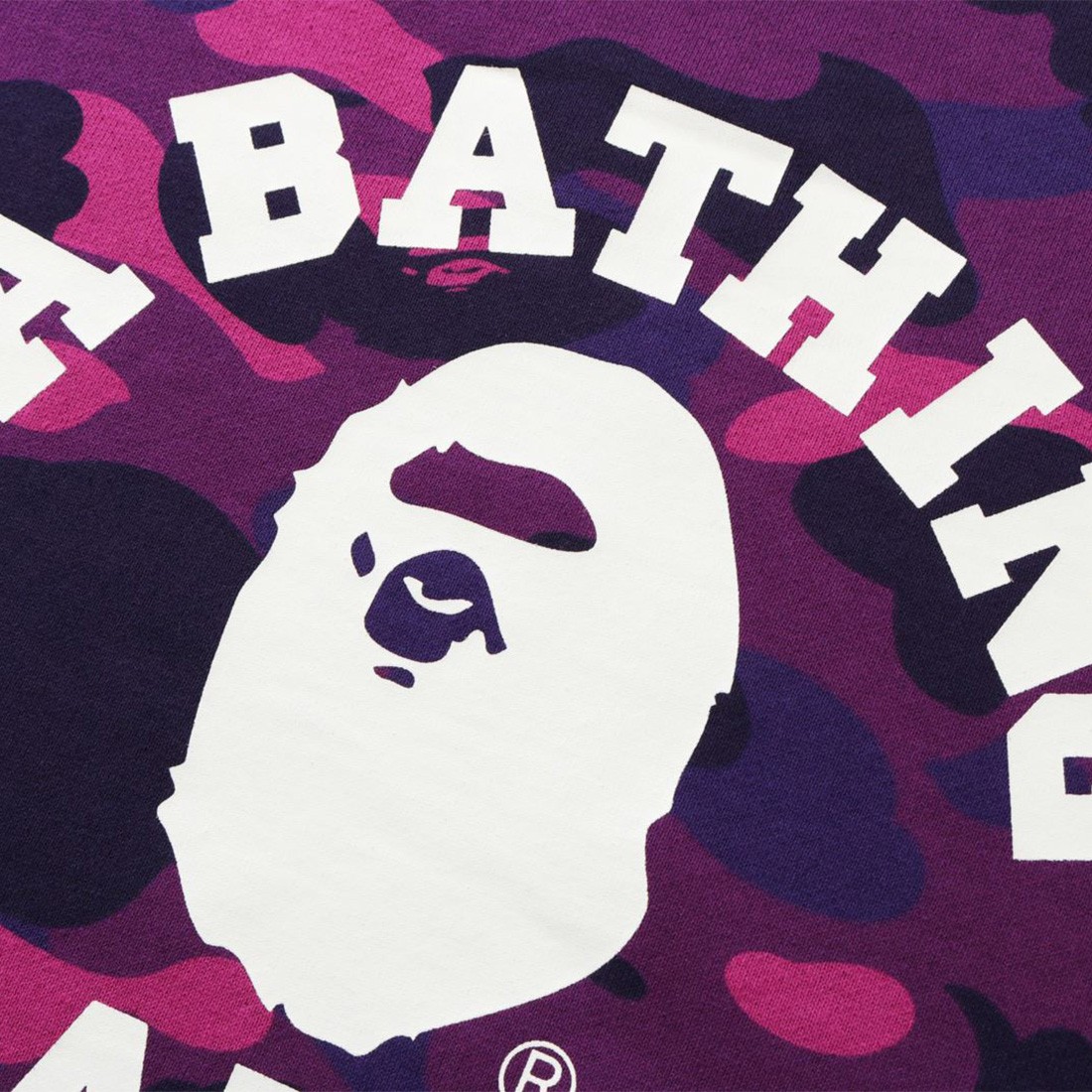 A Bathing Ape Men Color Camo College Crewneck purple