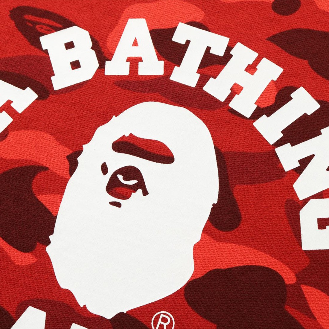 A Bathing Ape Men Color Camo College Crewneck red