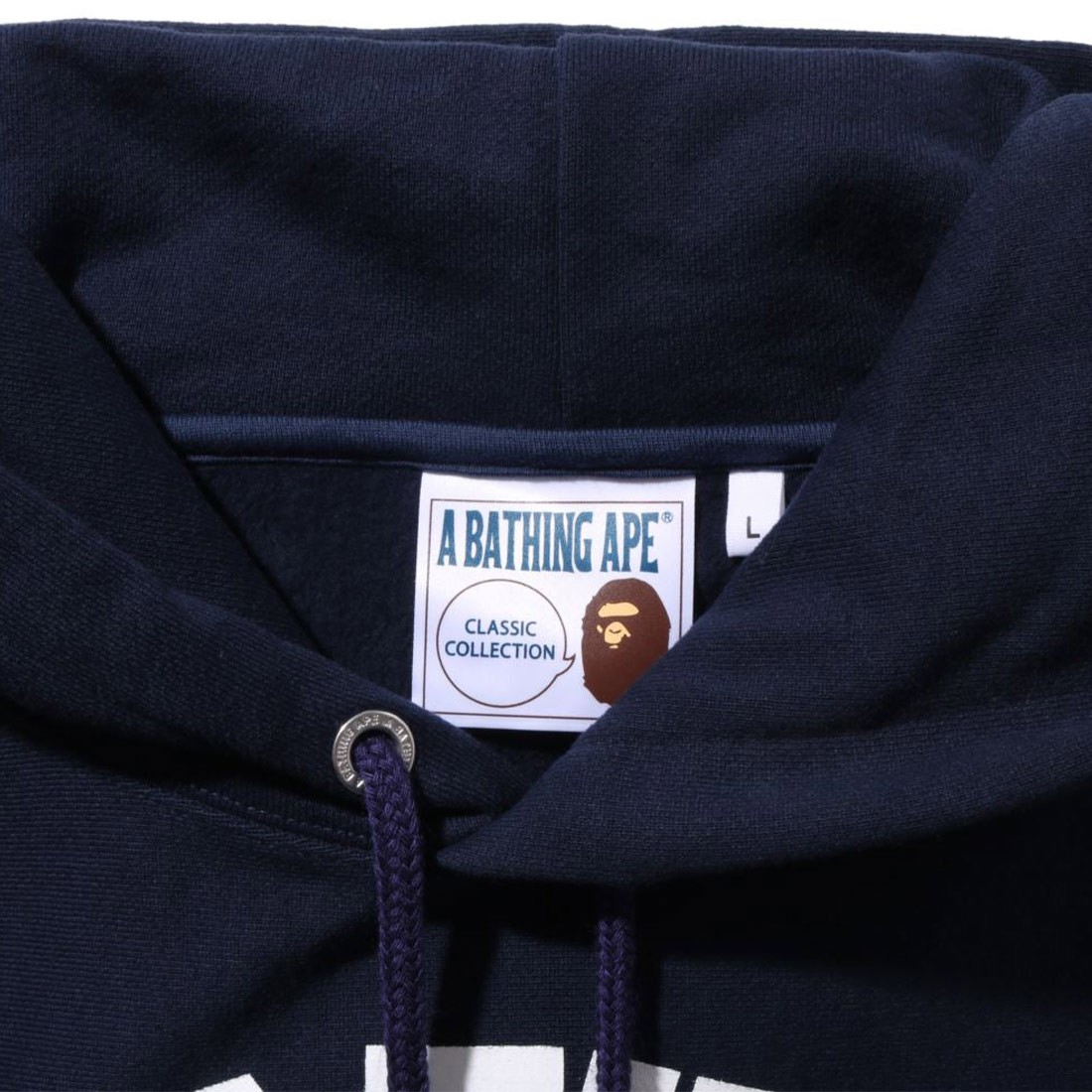 A Bathing Ape Men Classic College Relaxed Fit Pullover Hoodie navy