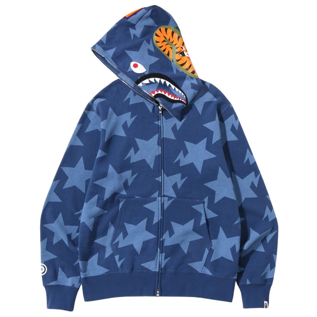 A Bathing Ape Men Sta Pattern Shark Full Zip Hoodie navy indigo