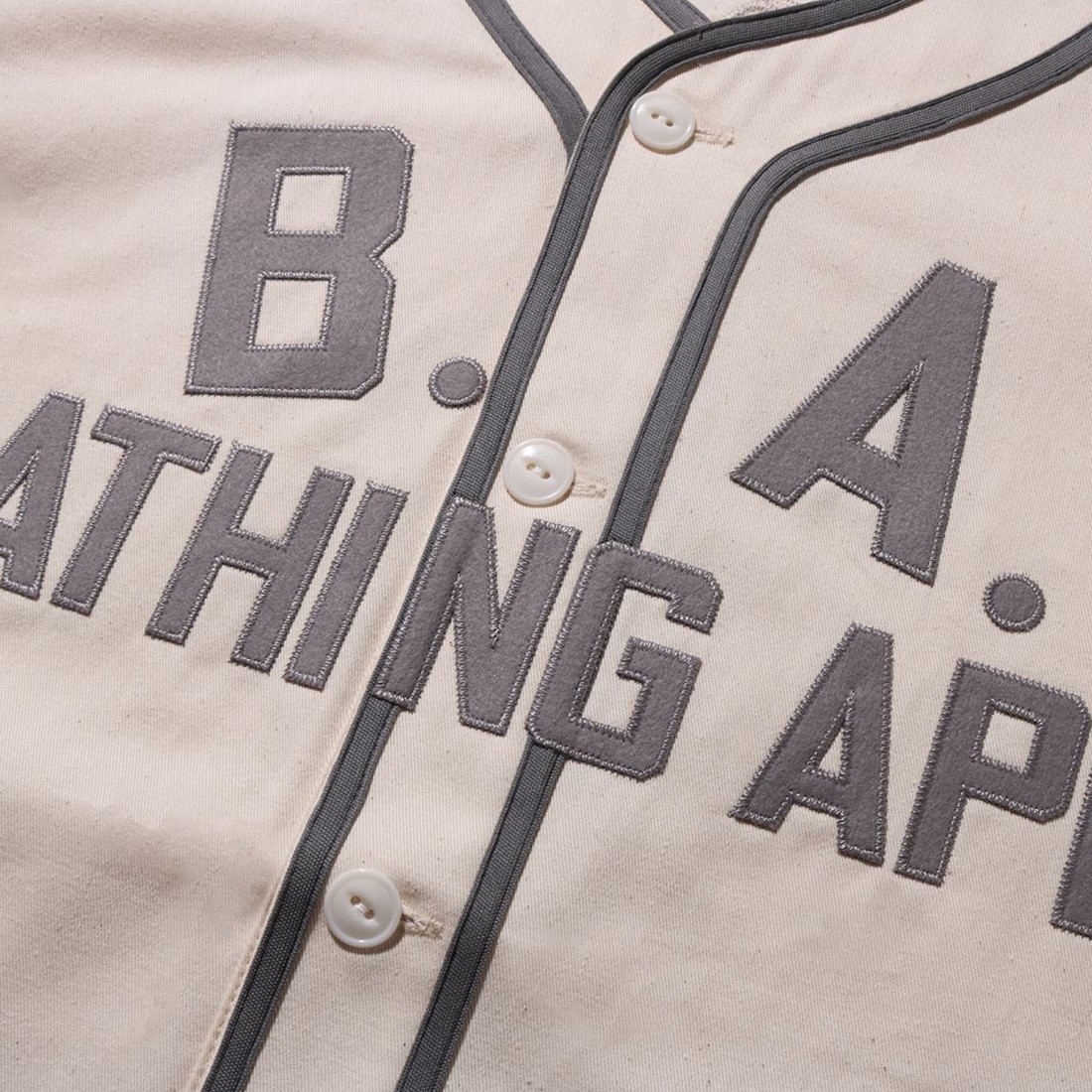 A Bathing Ape Men Bape Baseball Shirt (white / ivory)