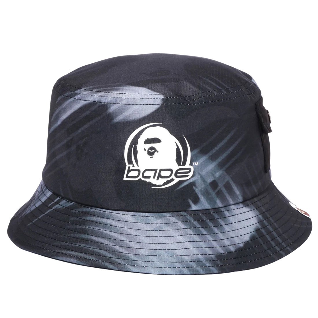 A Bathing Ape Stroke Camo Pocket Bucket Hat black