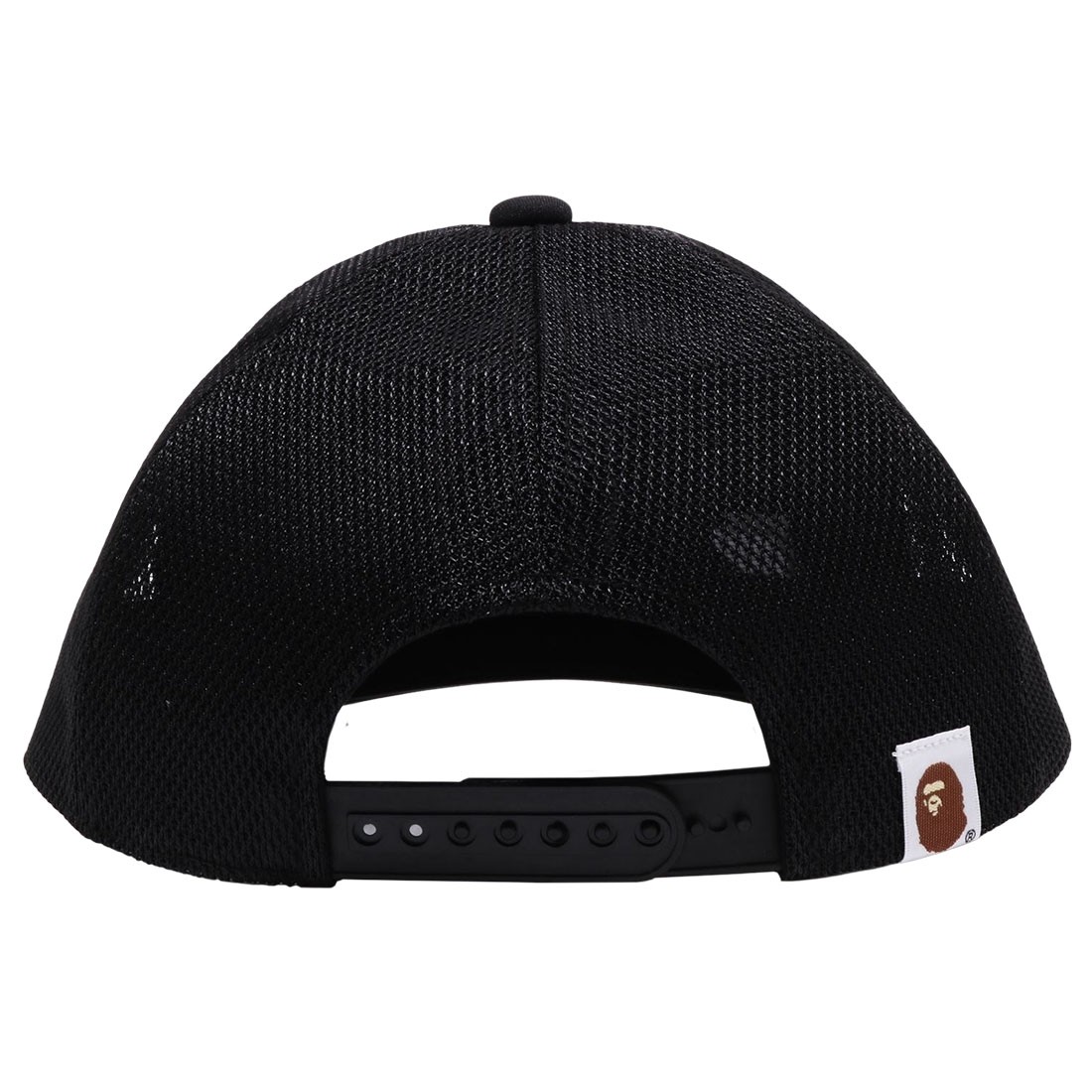 A Bathing Ape Sta Ape Head Leather Patched Mesh Cap (black)