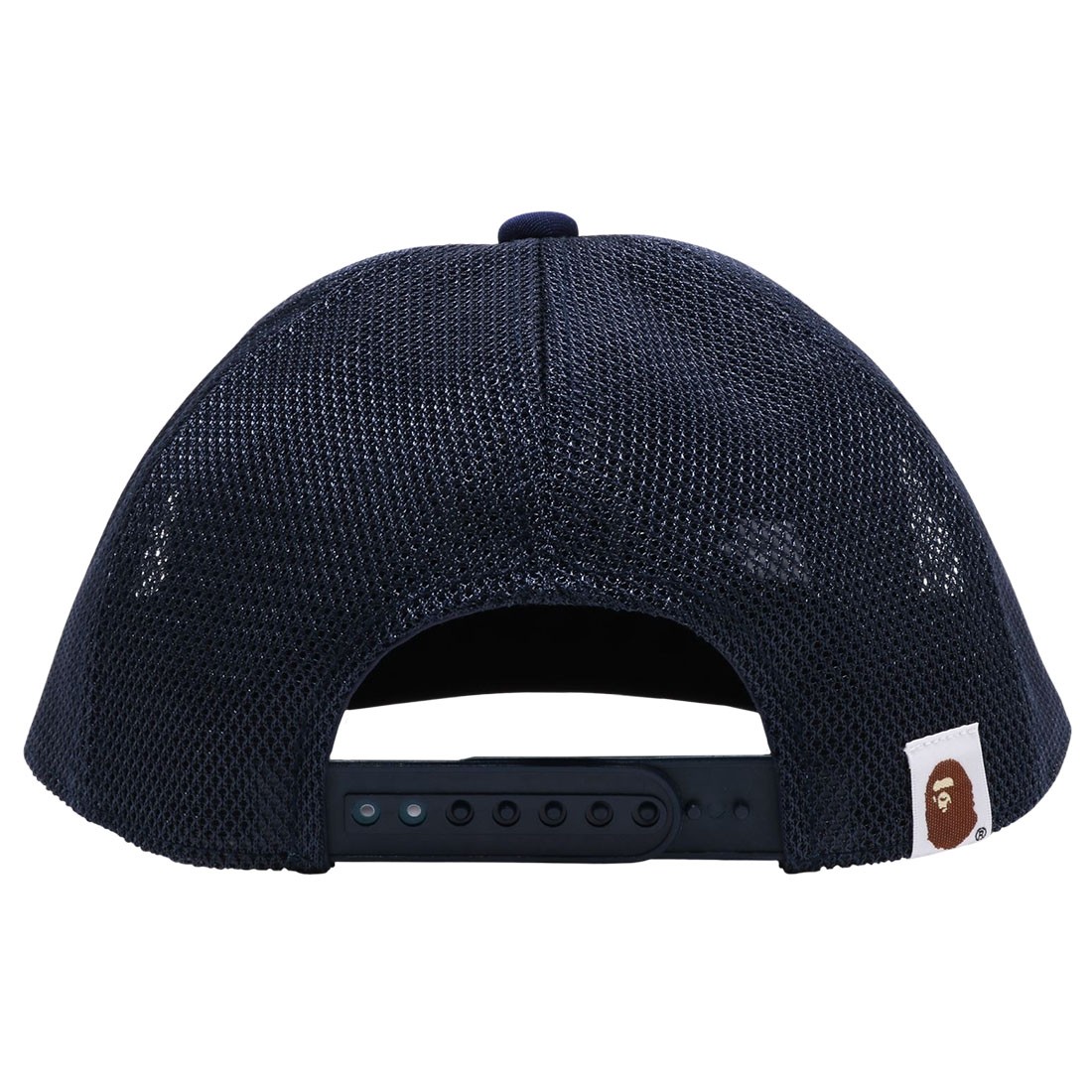 A Bathing Ape Sta Ape Head Leather Patched Mesh Cap blue
