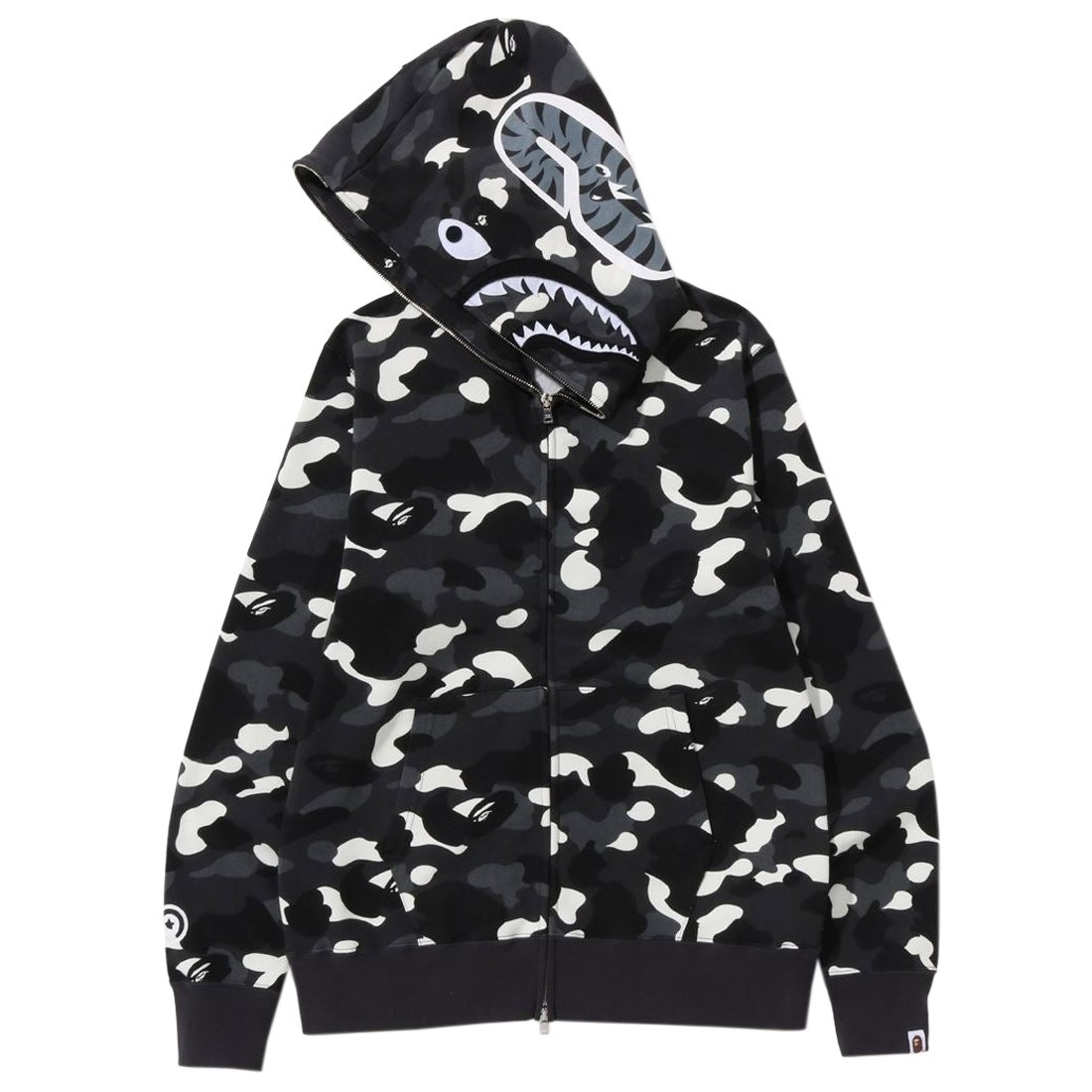 bape shark hoodie full zip camo black size xl