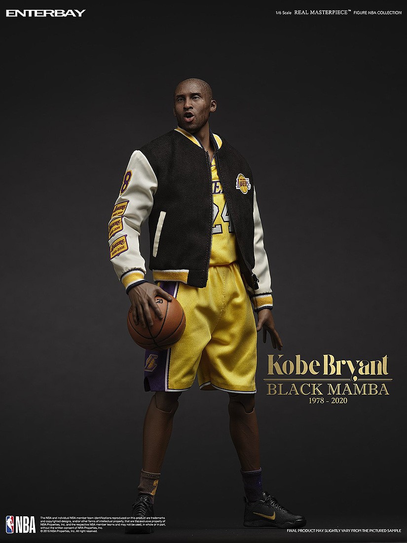 NBA x Enterbay LA Lakers Kobe Bryant Real Masterpiece 1/6 Scale Figure  (yellow)