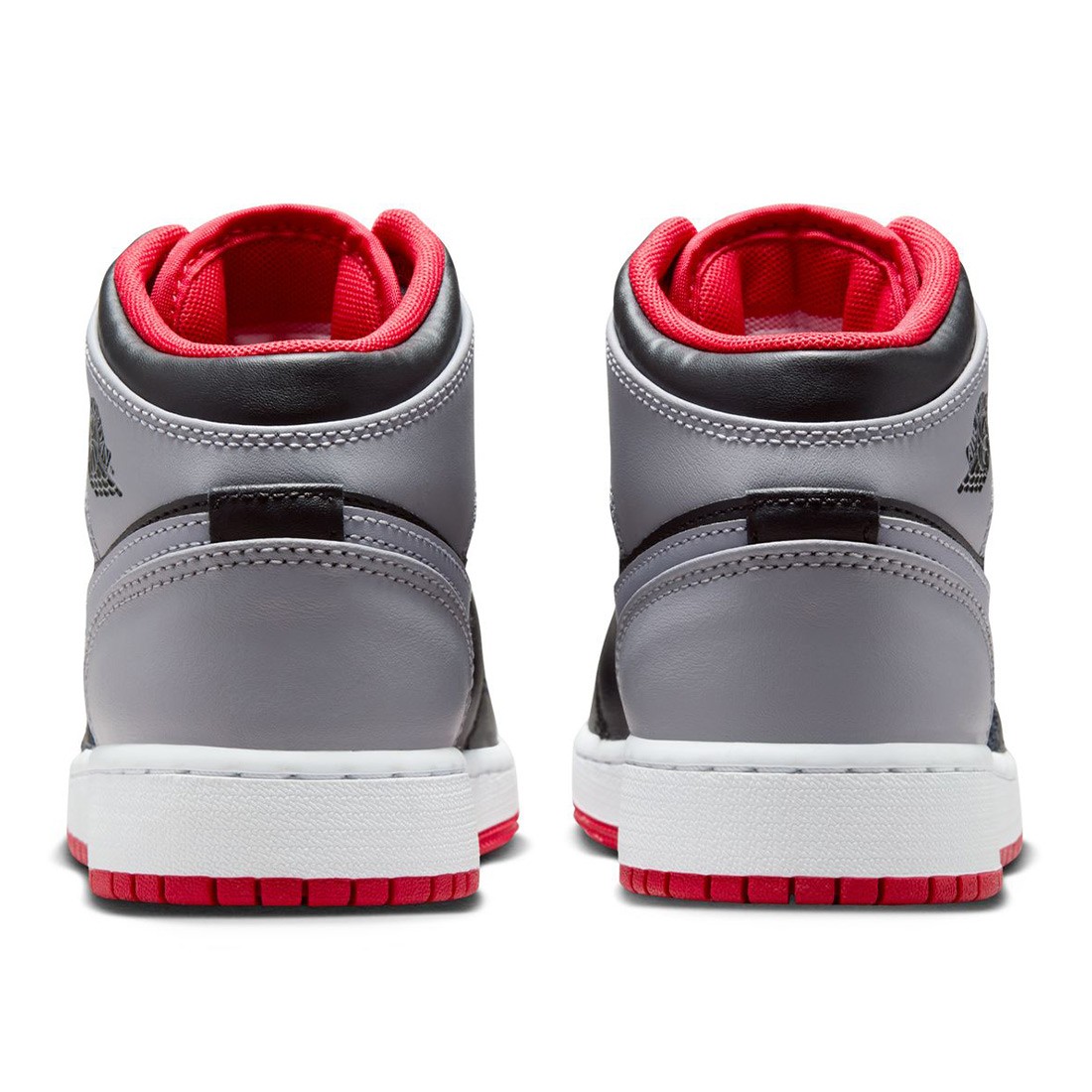 jordan big kids air jordan 1 mid black cement grey fire red white