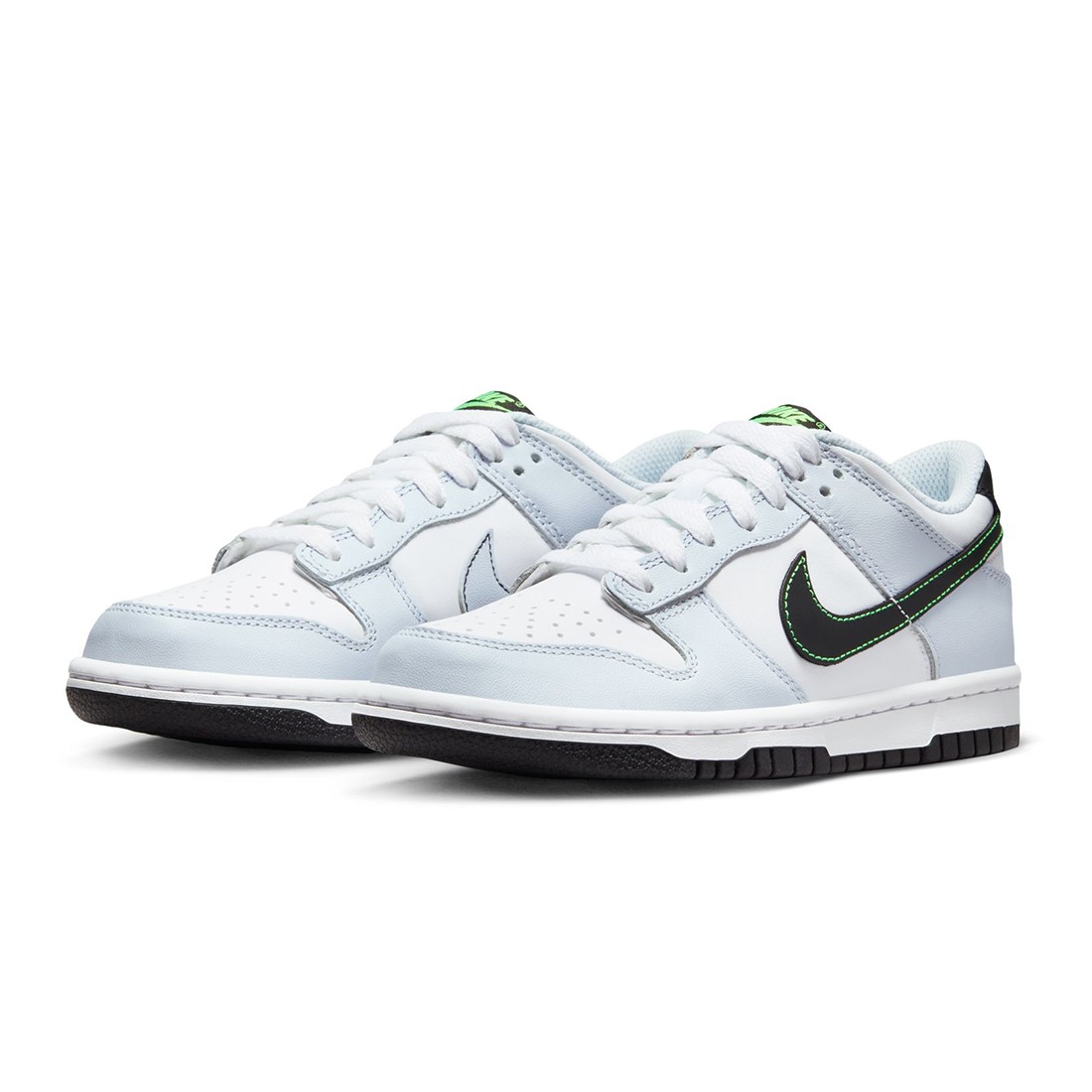 nike big kids dunk low white black football grey green strike