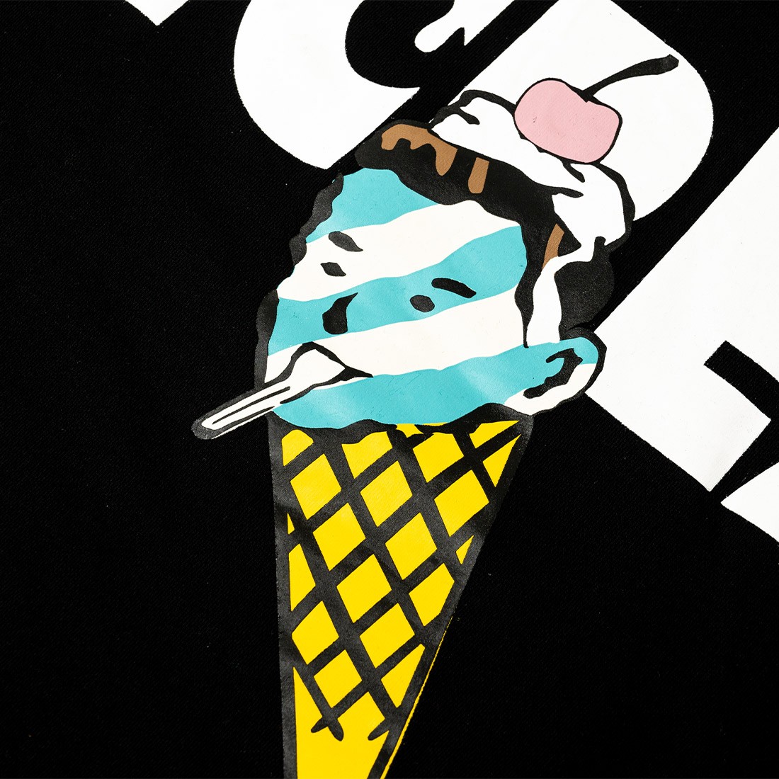 Ice Cream Men Cone Head Crew Sweater black